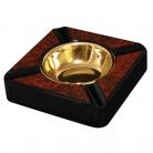 Square Cigar Ashtray Wooden Brass